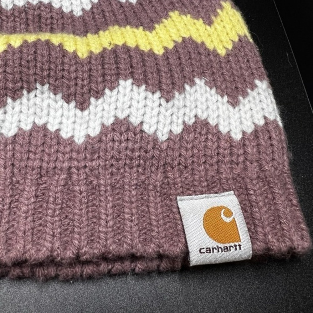 Carhartt Beanie 2010 Season Light Purple Winter Hat With Wave Stripes Tobogan - Picture 3 of 3